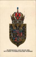 Wappenschild und Krone des Mittleren Österreichischen Wappens / Austria-Hungary coat of arms and crown. Offizielle Karte für Rotes Kreuz, Kriegsfürsorgeamt, Kriegshilfsbüro Nr. 286. (EK)