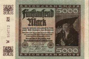 Német Birodalom / Weimari Köztársaság 1922. 5000M (2x) variáns "Hakensterne" vízjellel T:I...