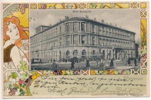 1900 Warszawa, Varsovie, Warschau, Warsaw; Hotel Europejski. Naklad St. Winiarskiego, Art Nouveau, floral, litho (creases)