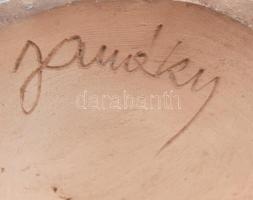 Janáky Viktor (1933 -1999): Égkék magas hengerváza. Jelzett, minimális kopottsággal, m: 54 cm