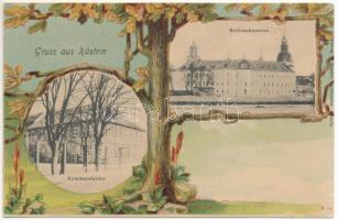 Kostrzyn nad Odra, Küstrin; Schlosskaserne, Kommandantur. Verlag H. Faethe / military castle barracks, Commandant. Art Nouveau forest litho (Rb)