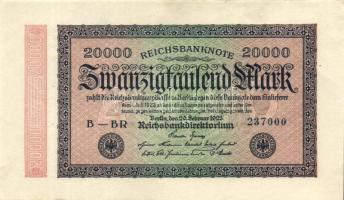 Német Birodalom / Weimari Köztársaság 1923. 20.000M variáns "Gitter mit 8" vízjellel T:I