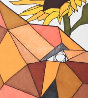 Kun Sarolta (1990-): Ébredés. Vegyes technika, papír, jelzett, felcsavarva, 40x50cm