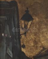 BG monogram jelzéssel: Utcarészlet szekérrel. Olaj, karton. Apró felületi sérülésekkel. Dekoratív fa...