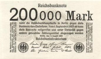 Német Birodalom / Weimari Köztársaság 1923. 200.000M (3x) jelzések nélküli variáns T:I,I-