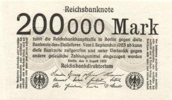 Német Birodalom / Weimari Köztársaság 1923. 200.000M (4x) jelzések nélküli variáns T:I