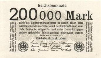 Német Birodalom / Weimari Köztársaság 1923. 200.000M (4x) jelzések nélküli variáns T:I