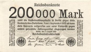 Német Birodalom / Weimari Köztársaság 1923. 200.000M (4x) jelzések nélküli variáns T:I