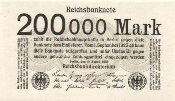 Német Birodalom / Weimari Köztársaság 1923. 200.000M (4x) jelzések nélküli variáns T:I