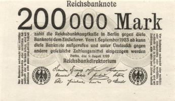 Német Birodalom / Weimari Köztársaság 1923. 200.000M (5x) jelzések nélküli variáns T:I