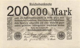 Német Birodalom / Weimari Köztársaság 1923. 200.000M (5x) jelzések nélküli variáns T:I