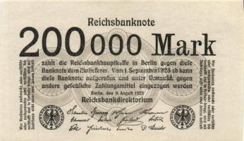 Német Birodalom / Weimari Köztársaság 1923. 200.000M (3x) jelzések nélküli variáns T:I,I-