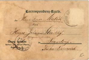 1899 (Vorläufer) Krivoklát, Pürglitz; Burg Bürglitz bei Horitz / castle. Schicht soap advertisement....