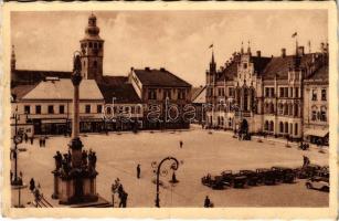 1941 Novy Bydzov, Námestí / main square, town hall, automobiles, inn, shops (EK)