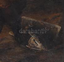 Jelzés nélkül, XIX. sz. közepe/vége: Salamon átka. Olaj, vászon. Sérült. Korabeli, antik, sérült fak...