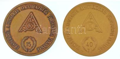 DN "Elismerésül a Kontakta Alkatrészgyár törzsgárda tagjainak - 15 és 40 év után" egyoldalas bronz és aranyozott bronz emlékérem (2xklf) (63mm) T:XF