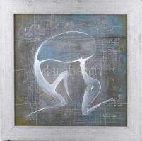 Krüzsely Gábor (1972-): Dsida versek 1. Akril, tus, vászon. jelezve jobbra lent. Hátoldalán autográf felirattal. Fakeretben. 48x48 cm