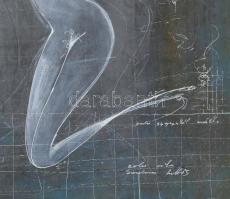 Krüzsely Gábor (1972-): Dsida versek 1. Akril, tus, vászon. jelezve jobbra lent. Hátoldalán autográf...