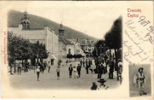 1901 Trencsénteplic, Trencianske Teplice; utca, üzlet, népviselet. Gansel Lipót 196. / street, shop, folklore (kis szakadás / small tear)