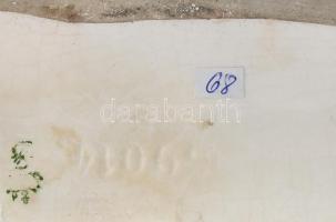 Hölgy őzekkel. Mázas fajansz, jelzett, kis sérülésekkel, m: 29 cm