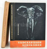 2 db vadászati könyv: Rudolf Luskac: A tajgavadász hagyatéka. Ford.: Hubik István. Bratislava, 1961, Szlovákiai Szépirodalmi Könyvkiadó. Kiadói egészvászon-kötés, kissé koszos borítóval. + Bédrich Machulka: Vadcsapáson Afrikában. Ford.: Horváth Zoltán. Bp., 1963, Gondolat. Fekete-fehér fotókkal illusztrálva. Kiadói egészvászon-kötés, a borítón némi kopással.