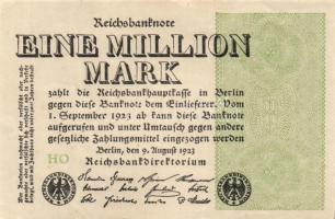 Német Birodalom / Weimari Köztársaság 1923. 1.000.000M (2x) variáns "Gitter mit 8" vízjell...