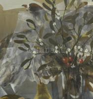 Záborszky Viola (1935-2008): Nyitott ablak. Olaj, farost, jelezve középen lent, hátoldalán Képcsarno...