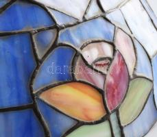 Ólomüveg lámpabúra. Hibátlan, d: 42 cm, m 21 cm + szerelék /// KIZÁRÓLAG SZEMÉLYES ÁTVÉTEL, NEM POST...