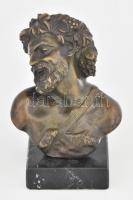 Bacchus. Bronz szobor, márvány talpazaton, jelzett: Leverier S. Kis kopással, m: 19,5 cm