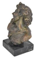 Bacchus. Bronz szobor, márvány talpazaton, jelzett: Leverier S. Kis kopással, m: 19,5 cm