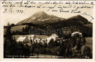 1934 Mariazellerbahn, Mariazeller Bahn; Sommerfrische Reith a. d. Mariazellerbahn, N.Oe. mit Oetscher. Photoverlag Franz Mörtl / hotels, mountains