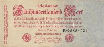 Német Birodalom / Weimari Köztársaság 1923. 500.000M (2x) birodalmi nyomat + cégnyomat T:I,I-