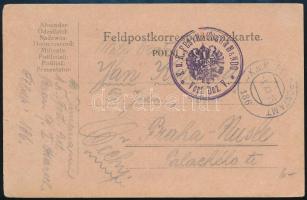 1915 Tábori posta levelezőlap / Field postcard K.u.K. FESTUNGSKOMMANDO / Vert. Bez. V. + FP 186