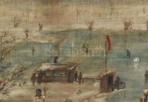 Feiks Jenő (1878-1939): Téli élet. Olaj, vászon, jelezve jobbra lent. Apró sérüléssel. Kissé foltos....