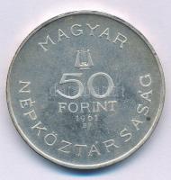 1961. 50Ft Ag "Bartók Béla" kapszulában T:UNC,AU (eredetileg P) patina, folt Adamo EM13