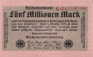 Német Birodalom / Weimari Köztársaság 1923. 5.000.000M birodalmi nyomat T:I