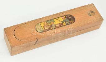 Antik fa tolltartó. Több irányba szétcsúsztatható, h: 24 cm