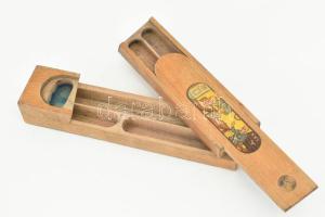 Antik fa tolltartó. Több irányba szétcsúsztatható, h: 24 cm