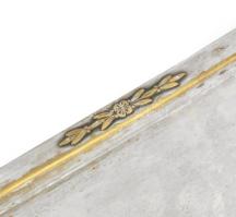 Argentor szecessziós kínálótálca. Ezüstözött alpakka, kopással, jelzett, 49x15,5 cm