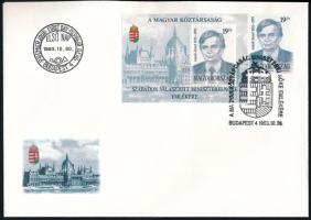 1993 Antall József bélyeg és blokk FDC-n / Mi 4273 + block 229 on FDC