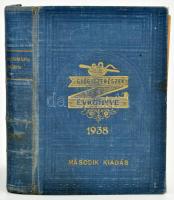 Gyógyszerészek évkönyve az 1938-ik évre. Tizenhetedik évfolyam. Összeáll.: Koritsánszky Ottó és Löcherer Tamás. Bp., 1938, Gyógyszerészeti Közlöny (Attila-ny.), 508+(4) p. Második kiadás. Kiadói aranyozott egészvászon-kötés, kissé kopott borítóval, néhány kissé sérült, a fűzéstől elváló lappal.