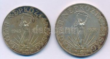 1970. 50Ft Ag + 100Ft Ag "Felszabadulás" mindkettő kapszulában T:UNC,AU patina Adamo EM36; EM37