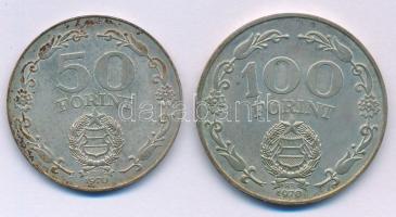 1970. 50Ft Ag + 100Ft Ag "Felszabadulás" mindkettő kapszulában T:UNC,AU patina Adamo EM36;...