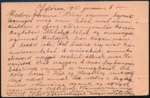 1915 Tábori posta levelezőlap, "Eltűnt" felirattal visszaküldve / Field postcard, returned...