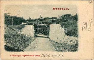 1900 Budapest XII. Svábhegyi fogaskerekű vasúti híd, vonat, gőzmozdony