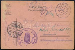 1917 Tábori posta levelezőlap / Field postcard "M. kir. 305. honv. gyalog ezred I. zlj. parancsnokság" + "FP 397"
