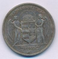 1930. 5P Ag "Horthy jobbra" hajas T:XF,VF patina Adamo P8