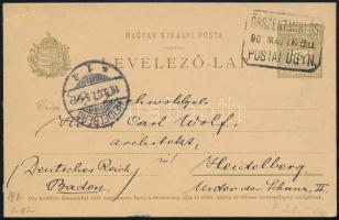 1907 5f díjjegyes levelezőlap ŐRSZENTMIKLÓS postaügynökségi bélyegzéssel Németországba / PS-card with postal agency postmark to Heidelberg