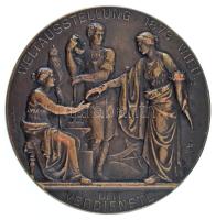Ausztria 1873. "Bécsi Világkiállítás / Az érdem jeléül" bronz emlékérem. "FRANZ JOSEP...