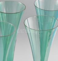 5 darab anyagában színezett design pezsgős flőtepohár, 2 klf, jelzés nélkül, hibátlan, m: 27 cm